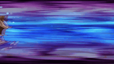 A Purple And Blue Background With A Cartoon Character In The Middle GIF
