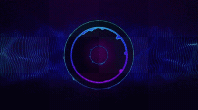 A Purple And Blue Circle With A Clock On It On A Dark Background . GIF