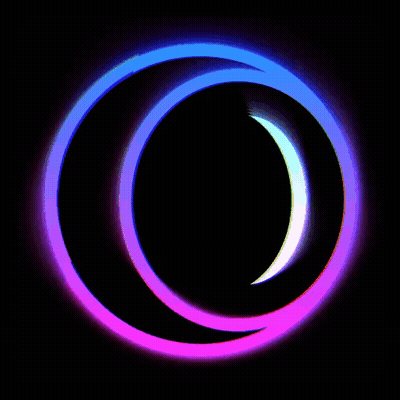 a purple and blue circle with a crescent moon in the middle
