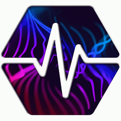 A Purple And Blue Graphic With A White Wave GIF