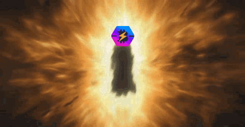 A Purple And Blue Object With A Lightning Bolt And A Dollar Sign On It GIF