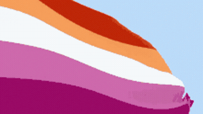 A Purple And Orange Flag With A Blue Background GIF
