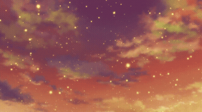 A Purple And Orange Sky With Lots Of Stars GIF