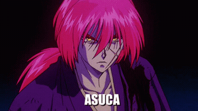 A Purple And Pink Anime Character With The Name Asuca GIF