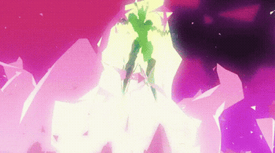 A Purple And Pink Background With A Green Silhouette GIF
