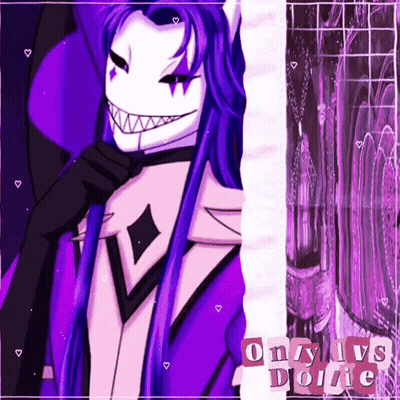 A Purple And White Cartoon Character With The Words On / Y / I Vs Do / I / E Below It GIF