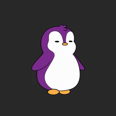 A Purple And White Penguin With Orange Feet On A Black Background GIF