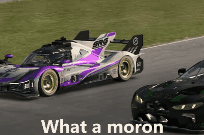 A Purple And White Race Car With The Number 3 On It GIF
