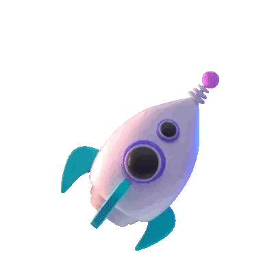 A Purple And White Rocket With Blue Wings Is Flying Through The Air On A White Background Sticker