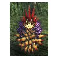 A Purple And Yellow Hedgehog With Red Spikes Sticker
