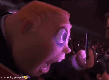A Purple Animated Image Of A Man With The Words Made By Purp3 On The Bottom GIF