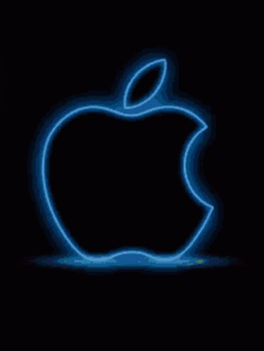 A Purple Apple Logo Is Glowing In The Dark GIF