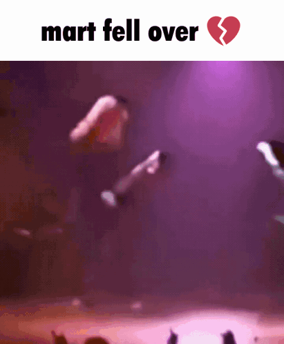 A Purple Background With A Broken Heart And The Text Mart Fell Over GIF