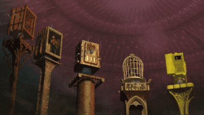 A Purple Background With A Bunch Of Boxes On Top GIF