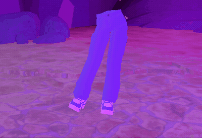 A Purple Background With A Person 'S Legs In The Foreground And Purple Pants In The Background GIF