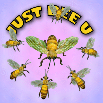 A Purple Background With Bees And The Words Just Beeu GIF