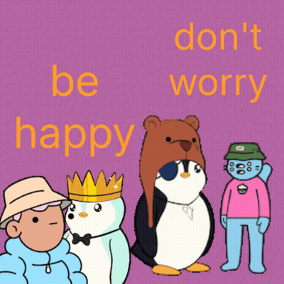 A Purple Background With Cartoon Characters And The Words " Don T Be Worry " GIF
