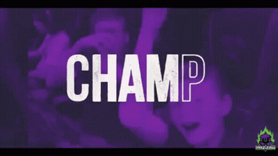 A Purple Background With The Word Champion Written In White Letters . GIF