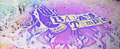 A Purple Background With The Words Badass Temple GIF