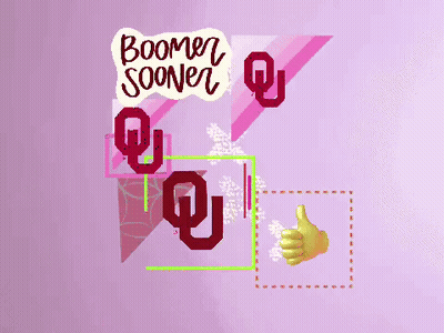 A Purple Background With The Words Boomer Sooner And A Hand Giving A Thumbs Up GIF
