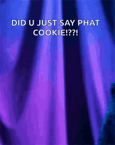 A Purple Background With The Words " Did U Just Say Phat Cookie " GIF