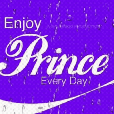 A Purple Background With The Words Enjoy Prince Every Day GIF