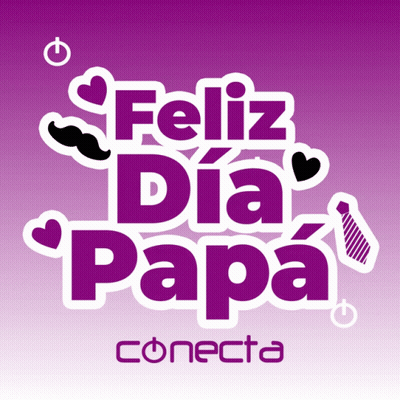 A Purple Background With The Words Feliz Dia Papa Connecta GIF