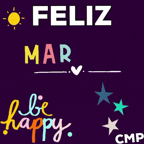 A Purple Background With The Words Feliz Martes And Be Happy On It GIF