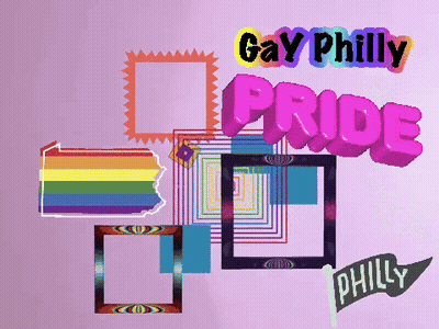 A Purple Background With The Words Gay Philly Pride On Top GIF
