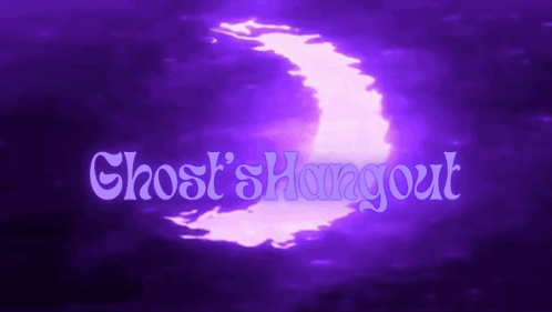 A Purple Background With The Words Ghost 'S Hangout And A Crescent Moon GIF