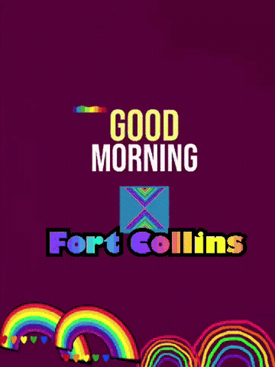 A Purple Background With The Words Good Morning Fort Collins GIF