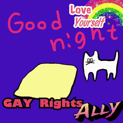 A Purple Background With The Words Good Night And Gay Rights Ally GIF
