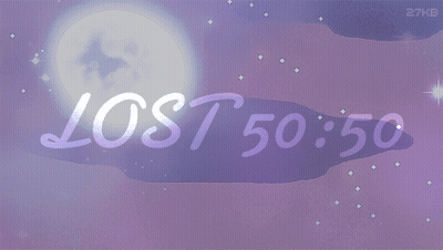 A Purple Background With The Words Lost 50:50 Written On It GIF