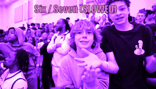 A Purple Background With The Words Six / Seven Slowed Written On It GIF