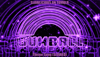 A Purple Background With The Words Slowlicious On Tumblr Gumball Theme Song Slowed GIF