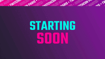 A Purple Background With The Words Starting Soon GIF