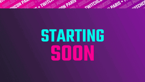 A Purple Background With The Words Starting Soon GIF