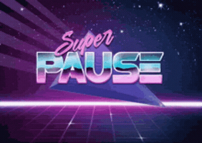 A Purple Background With The Words Super Pause Written On It GIF