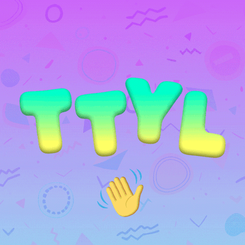 A Purple Background With The Words Talk To You Later In Green Letters GIF