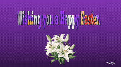 A Purple Background With The Words Wishing You A Happy Easter On It GIF