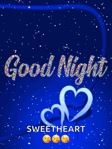 A Purple Background With Two Pink Hearts And The Words Good Night Sweetheart GIF