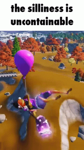 A Purple Balloon Is Being Held By A Person In A Video Game GIF