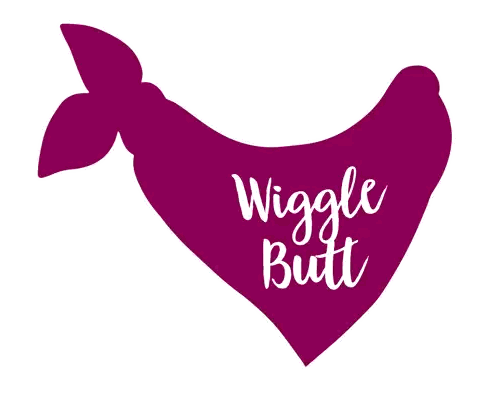 A Purple Bandana With The Words " Wiggle Butt " On It Sticker