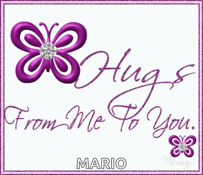 A Purple Butterfly With The Words Hugs From Me To You On It GIF