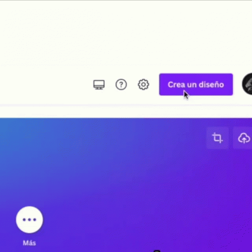 A Purple Button That Says Crea Un Diseno Next To A White Button GIF