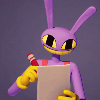 A Purple Cartoon Character Holding A Piece Of Paper With A Heart On It GIF