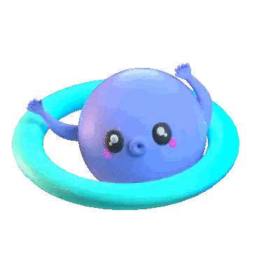 A Purple Cartoon Character Is Floating In A Blue Circle With Its Arms Outstretched Sticker