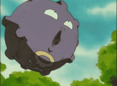 A Purple Cartoon Character Is Flying Through The Air With Trees In The Background GIF