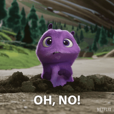 A Purple Cartoon Character Says Oh No GIF
