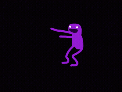 A Purple Cartoon Character With A Surprised Look On His Face GIF